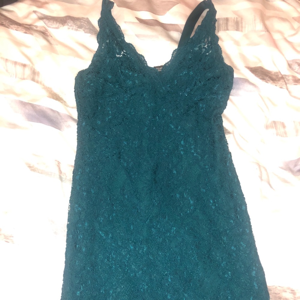 Top Shop Green Lace Dress size 8